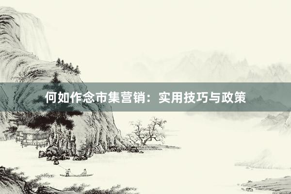 何如作念市集营销：实用技巧与政策